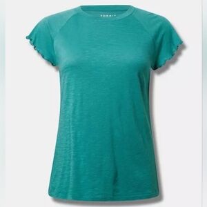 Torrid Cotton Modal Slub Crew Neck Flutter Sleeve Tee